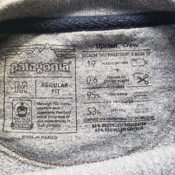 Patagonia Ridge Rise Uprisal Crew Sweatshirt Medium Gray - Picture 2 of 10